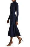 Reiss Hannah Long Sleeve Rib Sweater Dress In Blue