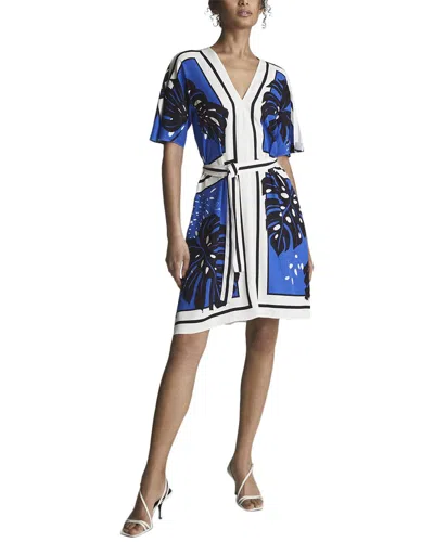 Reiss Hannah Palm Print Mini Dress In Blue