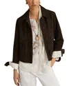 Reiss Womens Chocolate Brown Hanson Suede Trucker Jacket