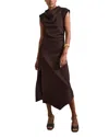 Reiss Womens Burgundy Harlan Draped Stretch-jersey Midi Dress In Brown