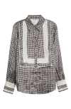 Reiss Harper Houndstooth Tuxedo Bib Button-up Shirt In Multi