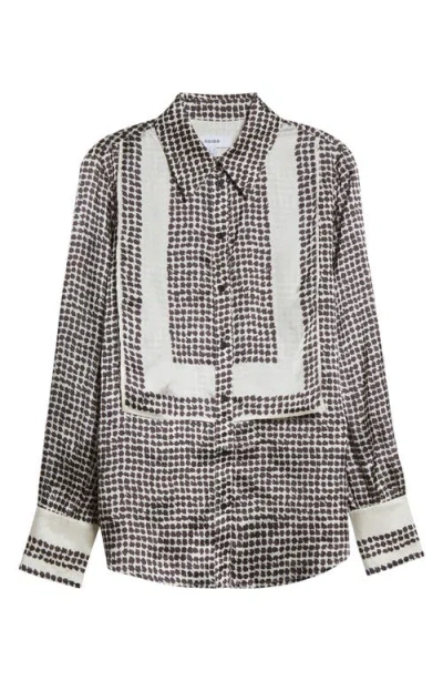 Reiss Harper Houndstooth Tuxedo Bib Button-up Shirt In Multi