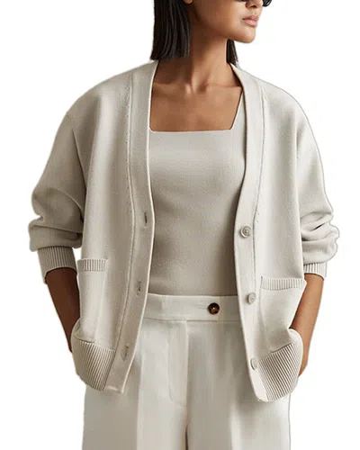 Reiss Harper Knitted Cardigan In White