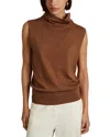 Reiss Toffee Harper Wool Slouched Sleeveless Top In Toffee