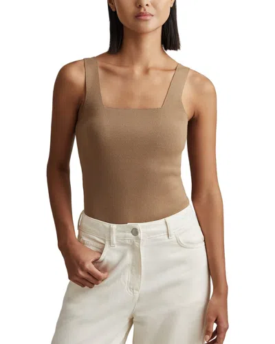 Reiss Harper Square Neck Knitted Sweater In Brown