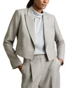 Reiss Harper Textured Cropped Blazer In Grey