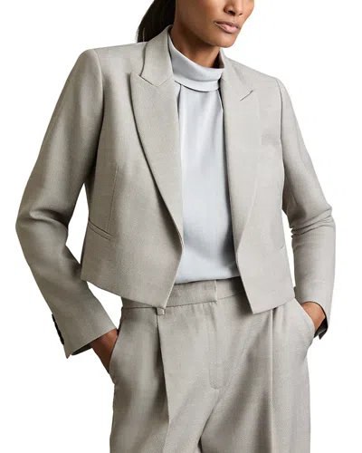 Reiss Harper Textured Cropped Blazer In Grey