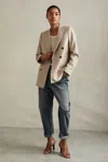 Reiss Neutral Petite Wool Blend Double Breasted Blazer