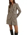 Reiss Evie Double Breasted Textured Check Blazer In White