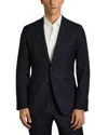 Reiss Hatch Notch Texture Wool-blend Formal Jacket In Blue