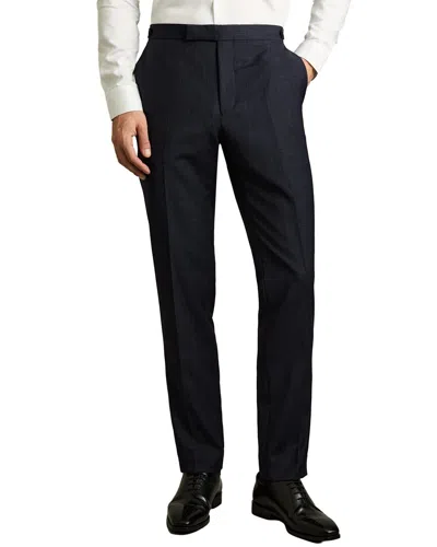 Reiss Hatch Textured Wool-blend Trouser In Black