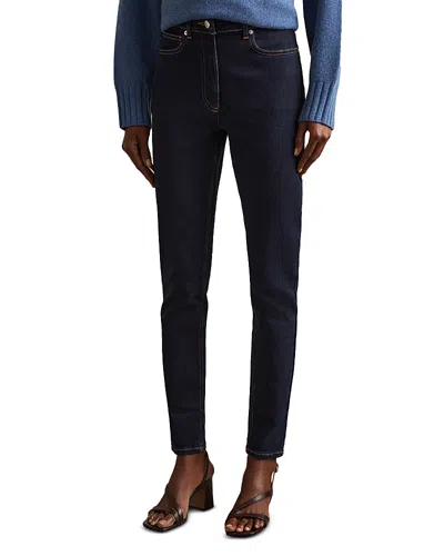 REISS HATTIE HIGH RISE SKINNY JEANS IN DARK BLUE