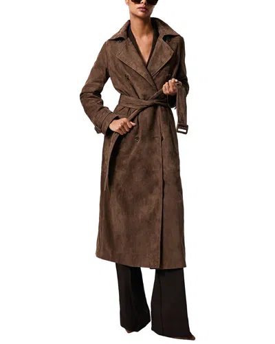 Reiss Hattie Suede Coat In Brown