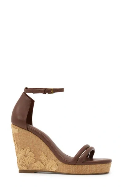 Reiss Hazel Ankle Strap Platform Wedge Sandal In Brown