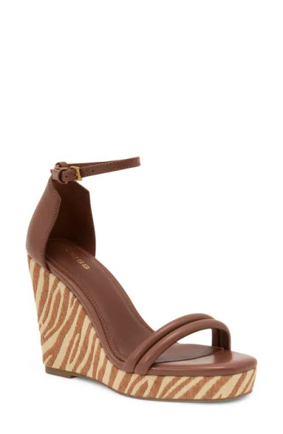 Reiss Hazel Leather Wedge Sandal In Brown