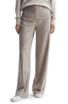 Reiss Oatmeal Wool Blend Wide Leg Suit Trousers In Oatmeal