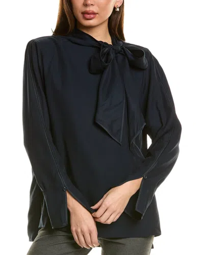 Reiss Hazel Tie Cuff Blouse In Black