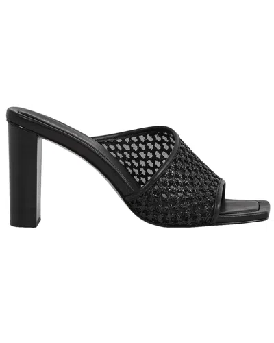 REISS REISS HEATHER LEATHER-TRIM RAFFIA MULE