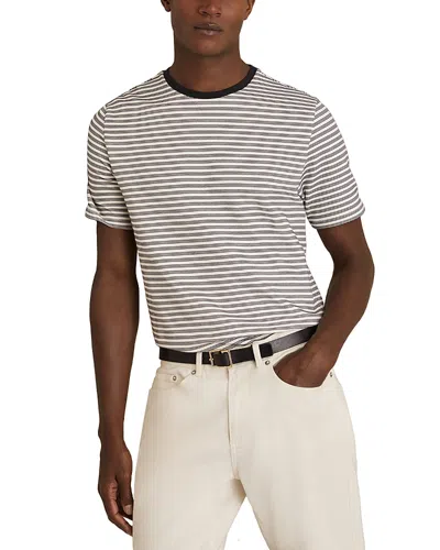 Reiss Heavyweight Striped Tee In White/navy