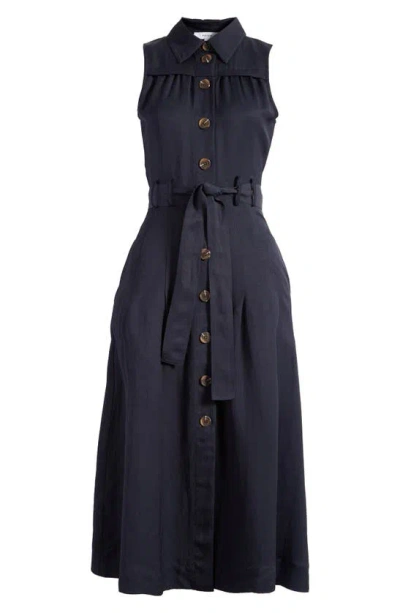 Reiss Heidi Belted Midi Shirtdress In Navy | ModeSens