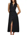 Reiss Navy Viscose-linen Belted Midi Dress In Blue