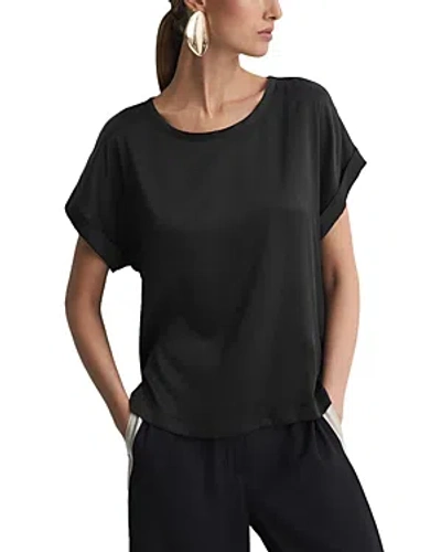 Reiss Womens Black Helen Relaxed-fit Stretch-silk T-shirt