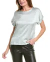 Reiss Helen Silk Front T-shirt In Green