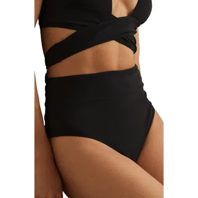 Reiss Helena High Waist Bikini Bottoms In Black