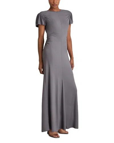 【海外限定】REISSドレス☆Helia Ruched Sleeve Jersey Dress, G Reiss Womens Grey Helia Round-neck Flutter-sleeve Stretch