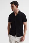 Reiss Mens Black Caspa Regular-fit Cotton Shirt In Black