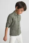 Reiss Hendon - Sage Junior Cotton Shirt, Age 6-7 Years