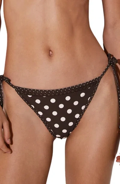 Reiss Hennel Polka Dot Bikini Bottoms In Brown
