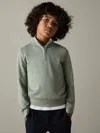 Reiss Herb Green Blackhall 3-9 Yrs Merino Wool Half-zip Funnel Neck Jumper