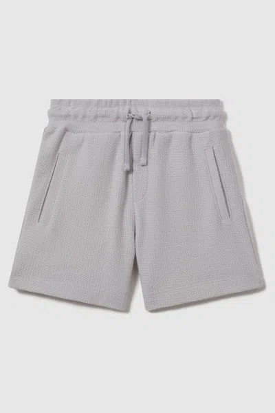 Reiss Kids' Hester - Silver Junior Textured Cotton Drawstring Shorts, Age 4-5 Years