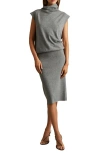 Reiss Grey Knitted Wool-cashmere Blouson Top Midi Dress In Grey