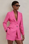 Reiss Hewey - Pink Tailored Textured Single Breasted Suit: Blazer, Us 8
