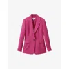 REISS REISS WOMEN'S PINK HEWEY SLIM-FIT SINGLE-BREASTED WOVEN BLAZER