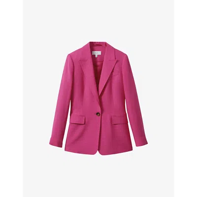 Reiss Hewey - Pink Tailored Textured Single Breasted Suit: Blazer, Us 8