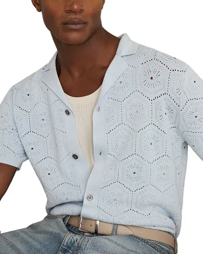 REISS HEXAGON POINTELLE CAMP SHIRT