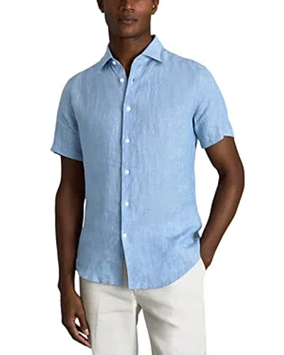 Reiss Mens Holiday Regular-fit Short-sleeve Linen Shirt Sky Blue In Sky Blue