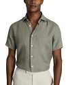 REISS HOLIDAY LINEN SLIM FIT BUTTON DOWN SHIRT