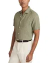 Reiss Holiday Slim Fit Short Sleeve Linen Shirt In Green