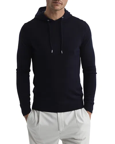 REISS HOLLAND MERINO WOOL SOLID REGULAR FIT HOODIE
