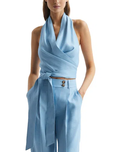 REISS REISS HOLLIE COWL HALTER LINEN-BLEND TOP