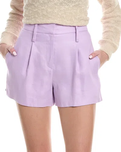 Reiss Hollie Pleat Front Linen-blend Short In Purple