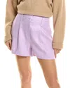 Reiss Hollie Pleat Front Linen-blend Short In Purple
