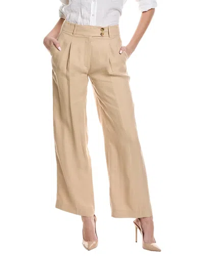 Reiss Hollie Wide Leg Linen-blend Trouser In Beige