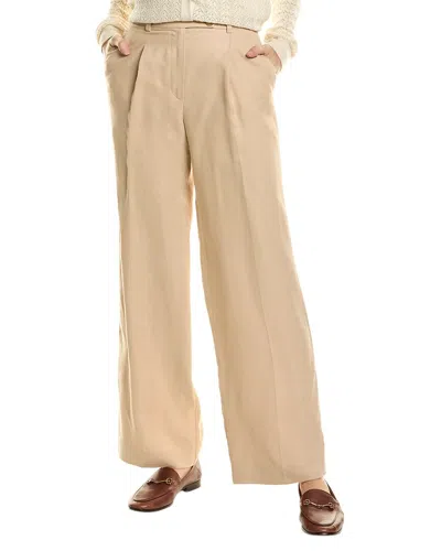 Reiss Hollie Wide Leg Linen-blend Trouser In Brown