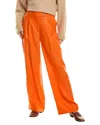 Reiss Hollie Wide Leg Linen-blend Trouser In Orange