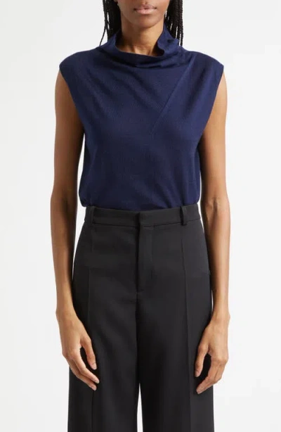 Reiss Honey Cowl Neck Sleeveless Wool Sweater In Blue